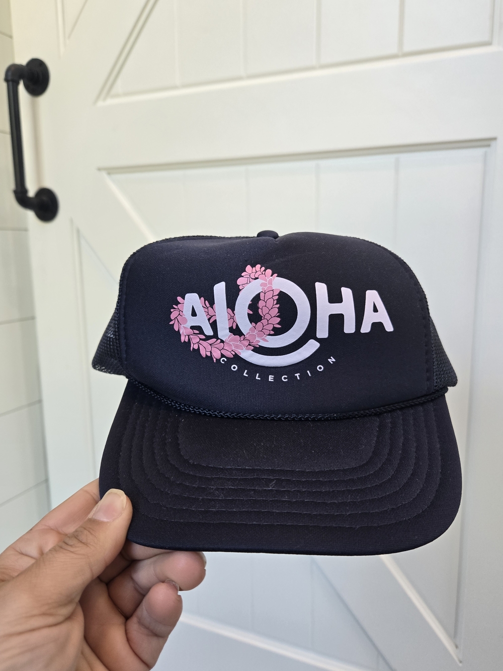 Aloha Collection Black Trucker Hat with Pink Graphic
